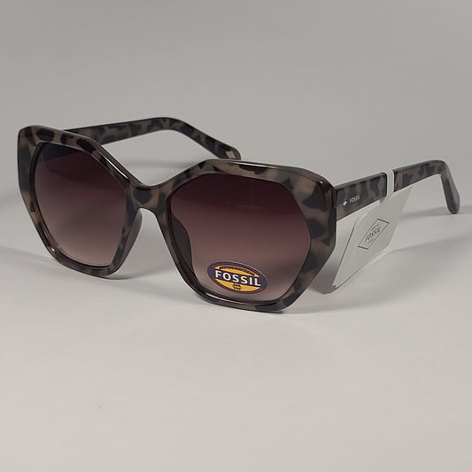 Fossil FW191 Geometric Sunglasses Light Tortoise Frame / Brown Gradient Lens - Sunglasses