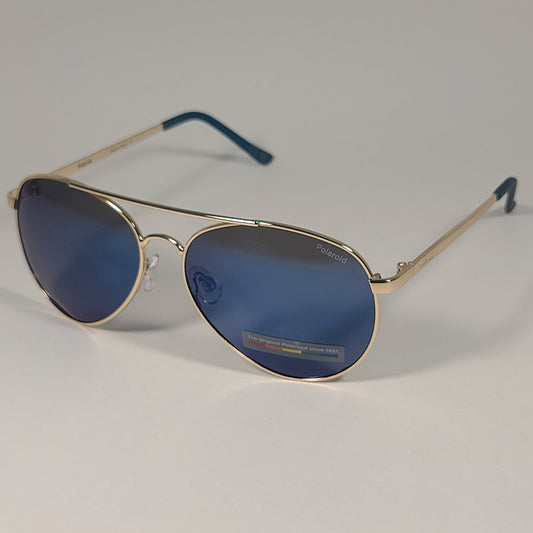 Polaroid POL 01 Polarized Aviator Pilot Sunglasses Gold Tone Frame Blue Mirror - Sunglasses