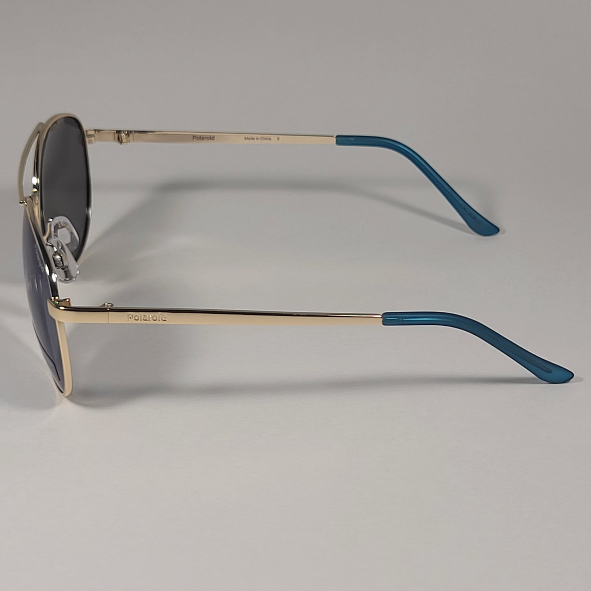 Polaroid POL 01 Polarized Aviator Pilot Sunglasses Gold Tone Frame Blue Mirror - Sunglasses
