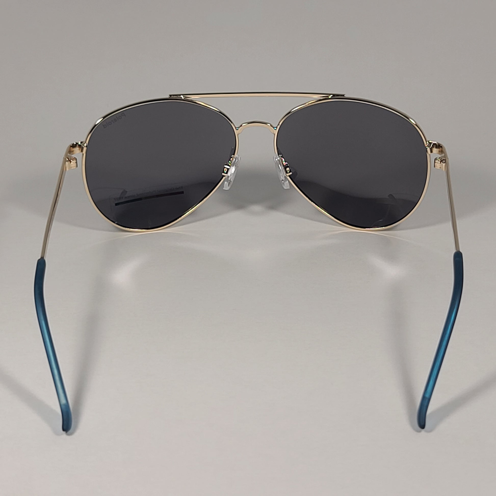 Polaroid POL 01 Polarized Aviator Pilot Sunglasses Gold Tone Frame Blue Mirror - Sunglasses