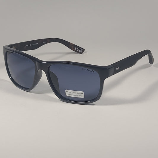 Tommy Hilfiger Luis MP OM347 Rectangular Sunglasses Navy Blue Dark Tortoise Gray - Sunglasses