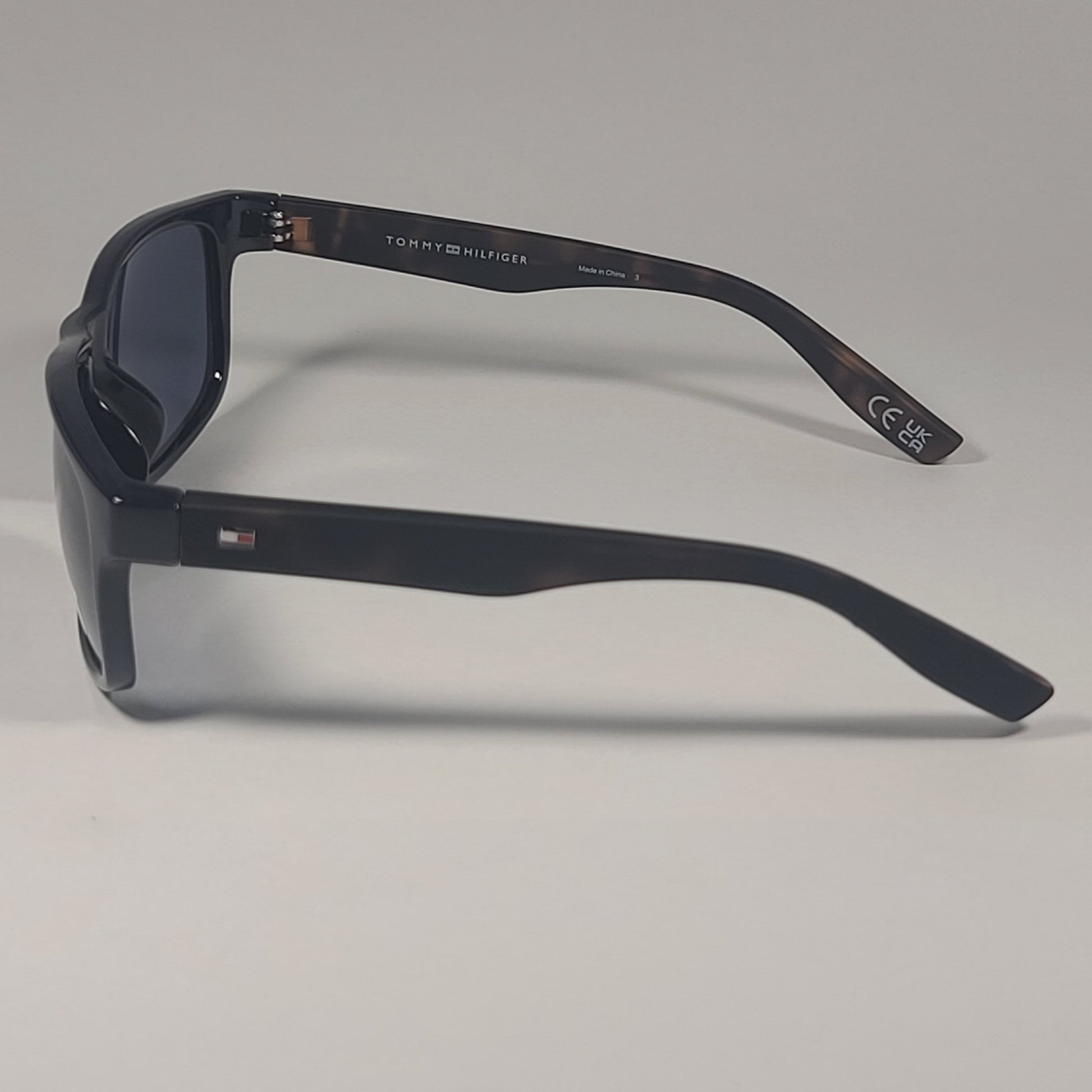 Tommy Hilfiger Luis MP OM347 Rectangular Sunglasses Navy Blue Dark Tortoise Gray - Sunglasses