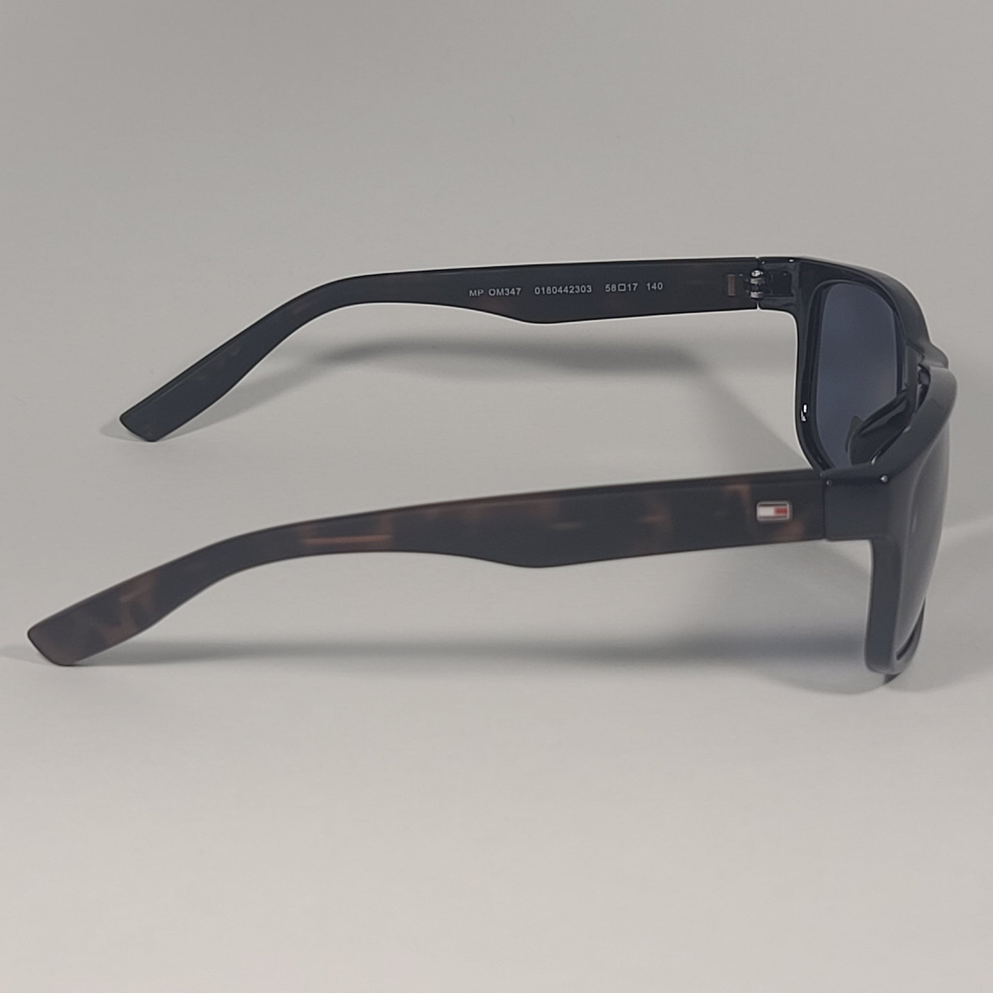 Tommy Hilfiger Luis MP OM347 Rectangular Sunglasses Navy Blue Dark Tortoise Gray - Sunglasses