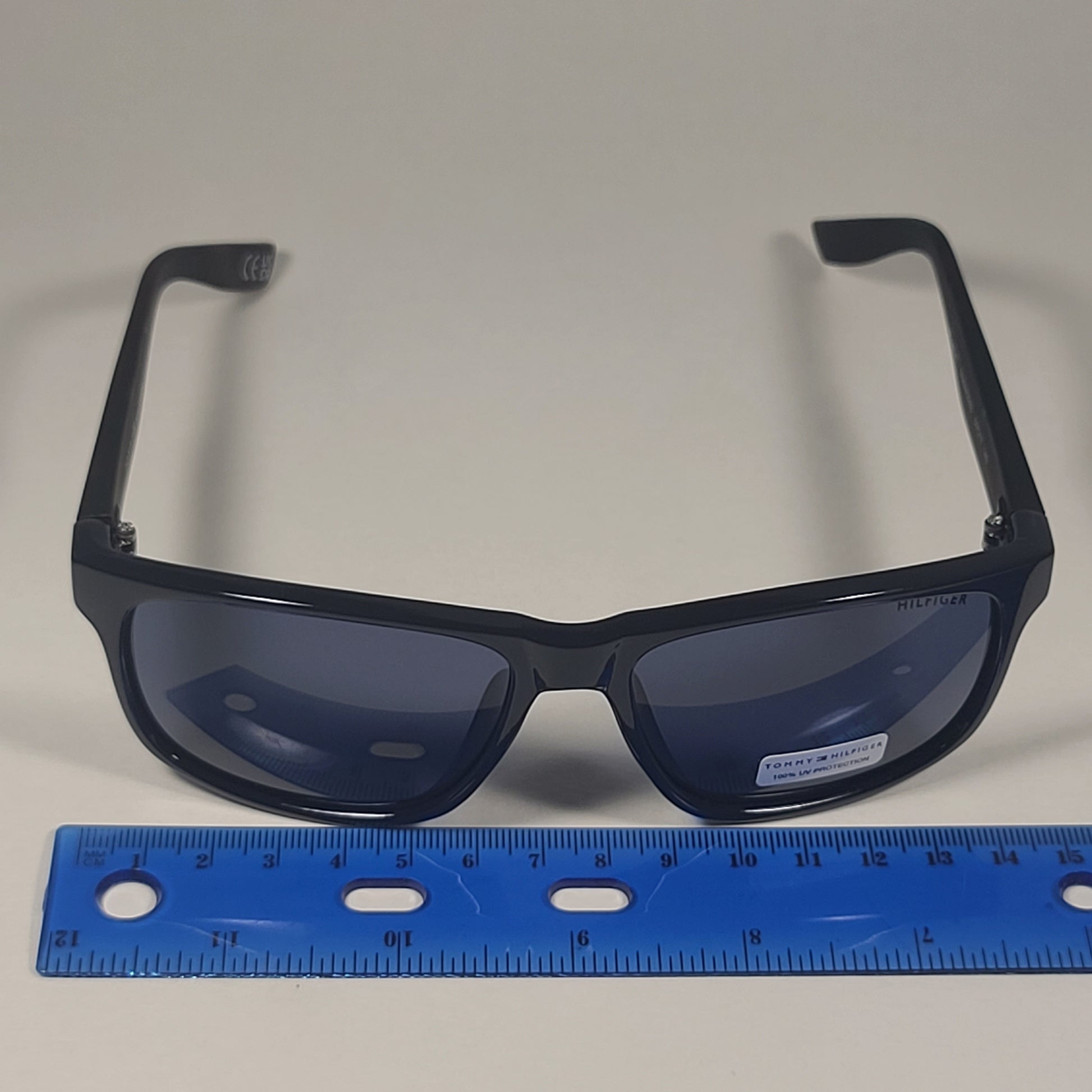 Tommy Hilfiger Luis MP OM347 Rectangular Sunglasses Navy Blue Dark Tortoise Gray - Sunglasses