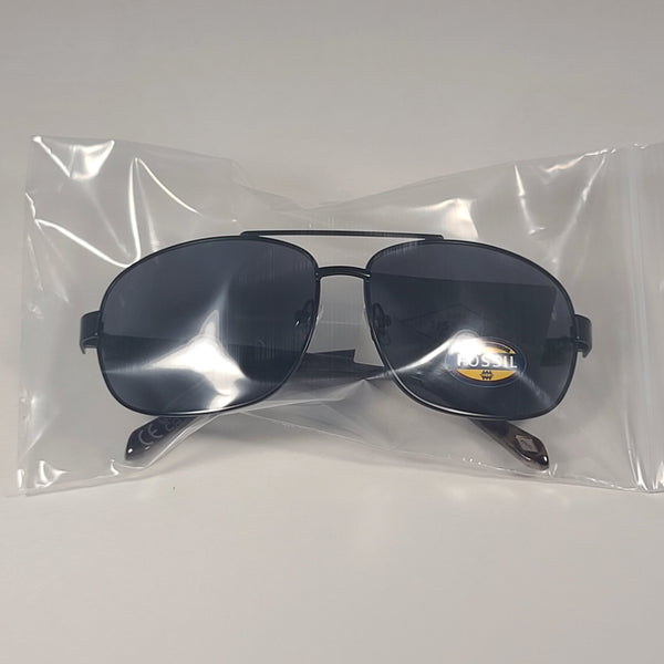 Fossil FW217 Rimless Aviator Sunglasses Matte Black Gunmetal Frame Gray Lens