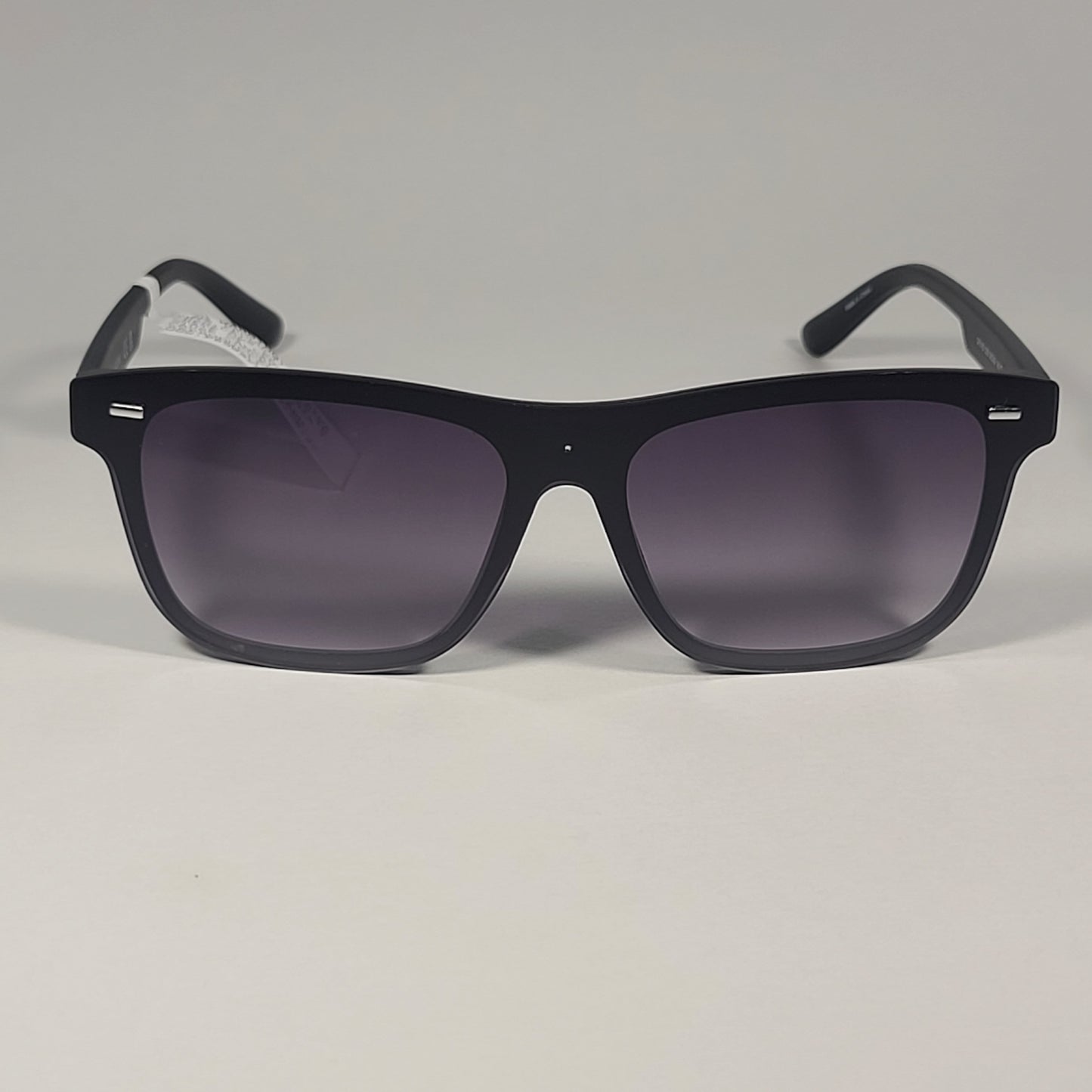 Guess Rectangular Rimless Shield Sunglasses Shiny Black Frame Gray Gradient Lens GF0183 02B - Sunglasses