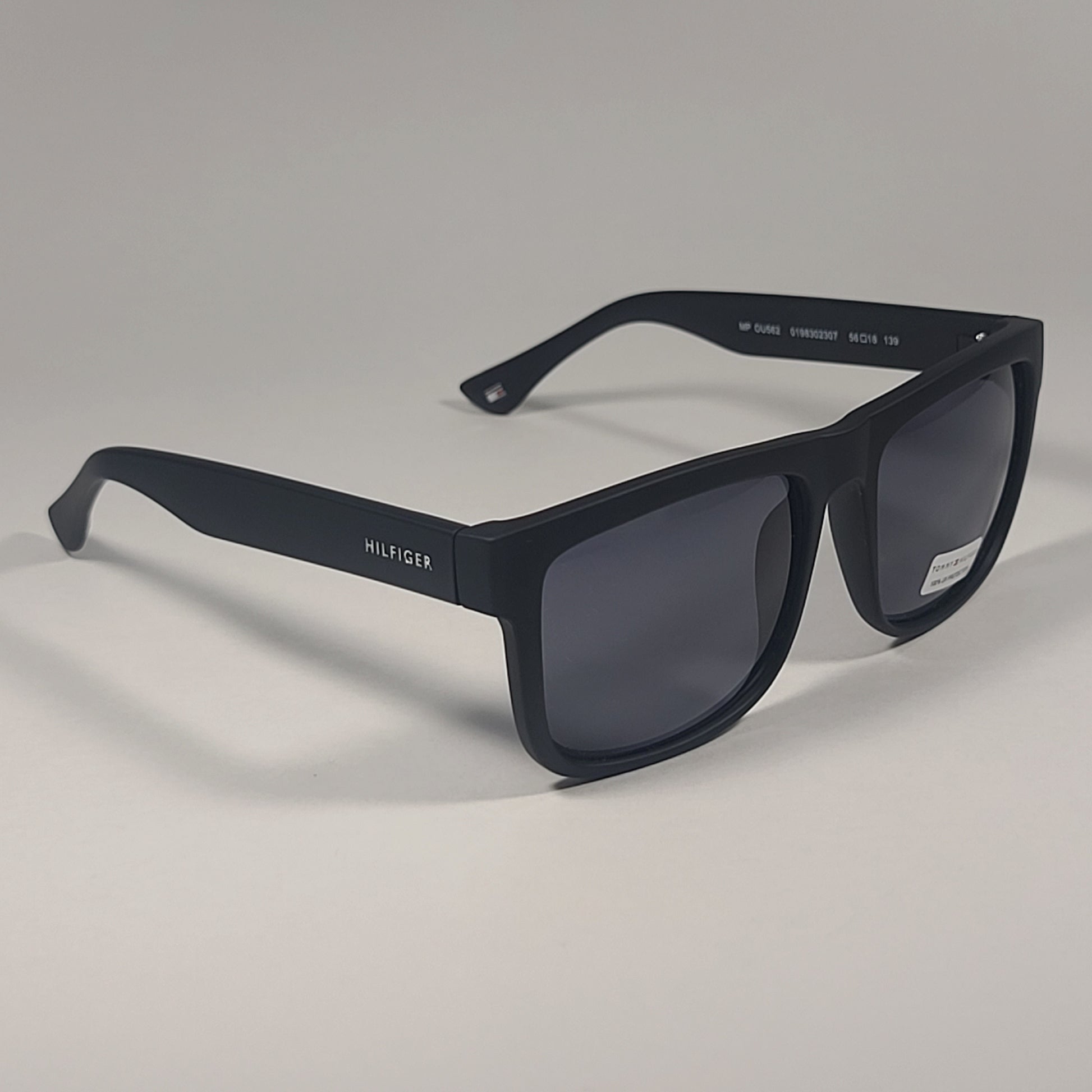 Tommy Hilfiger Wolf Square Sunglasses Matte Black Gray Tinted Lens