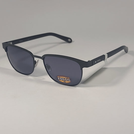 Fossil FW120 Club Sunglasses Matte Black Metal Plastic Frame Gray Tinted Lens - Sunglasses