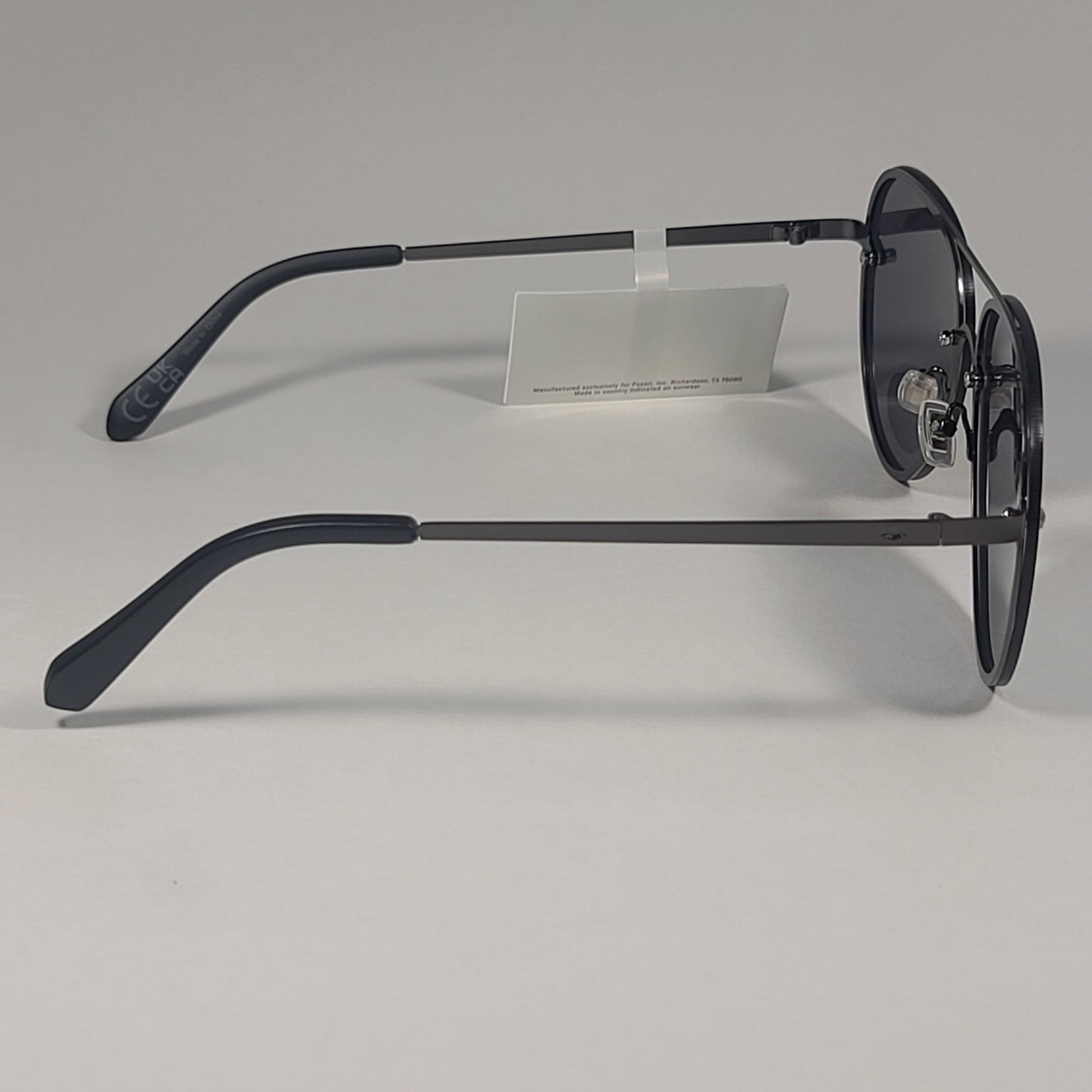 Fossil FW217 Rimless Aviator Sunglasses Matte Black Gunmetal Frame Gray Lens - Sunglasses