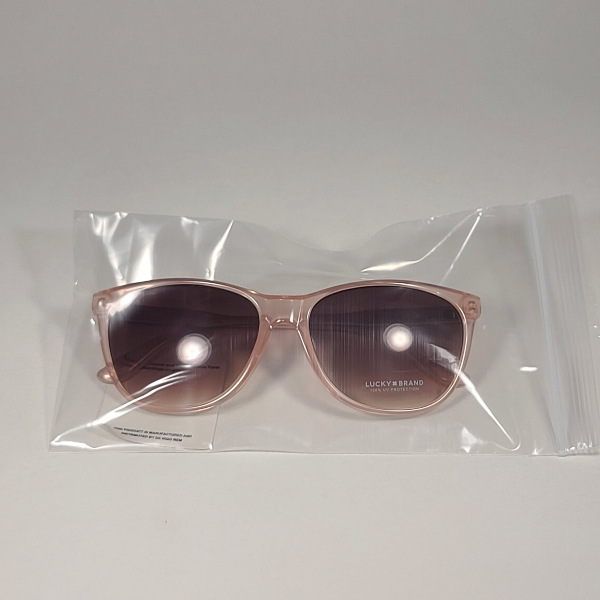 Lucky Brand Los Feliz Cat Eye Sunglasses Pink Crystal Frame Brown Gradient Lens - Sunglasses