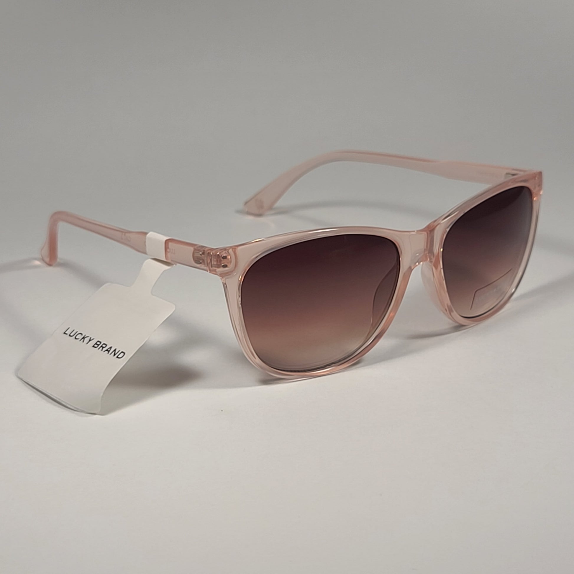 Lucky Brand Los Feliz Cat Eye Sunglasses Pink Crystal Frame Brown Gradient Lens - Sunglasses