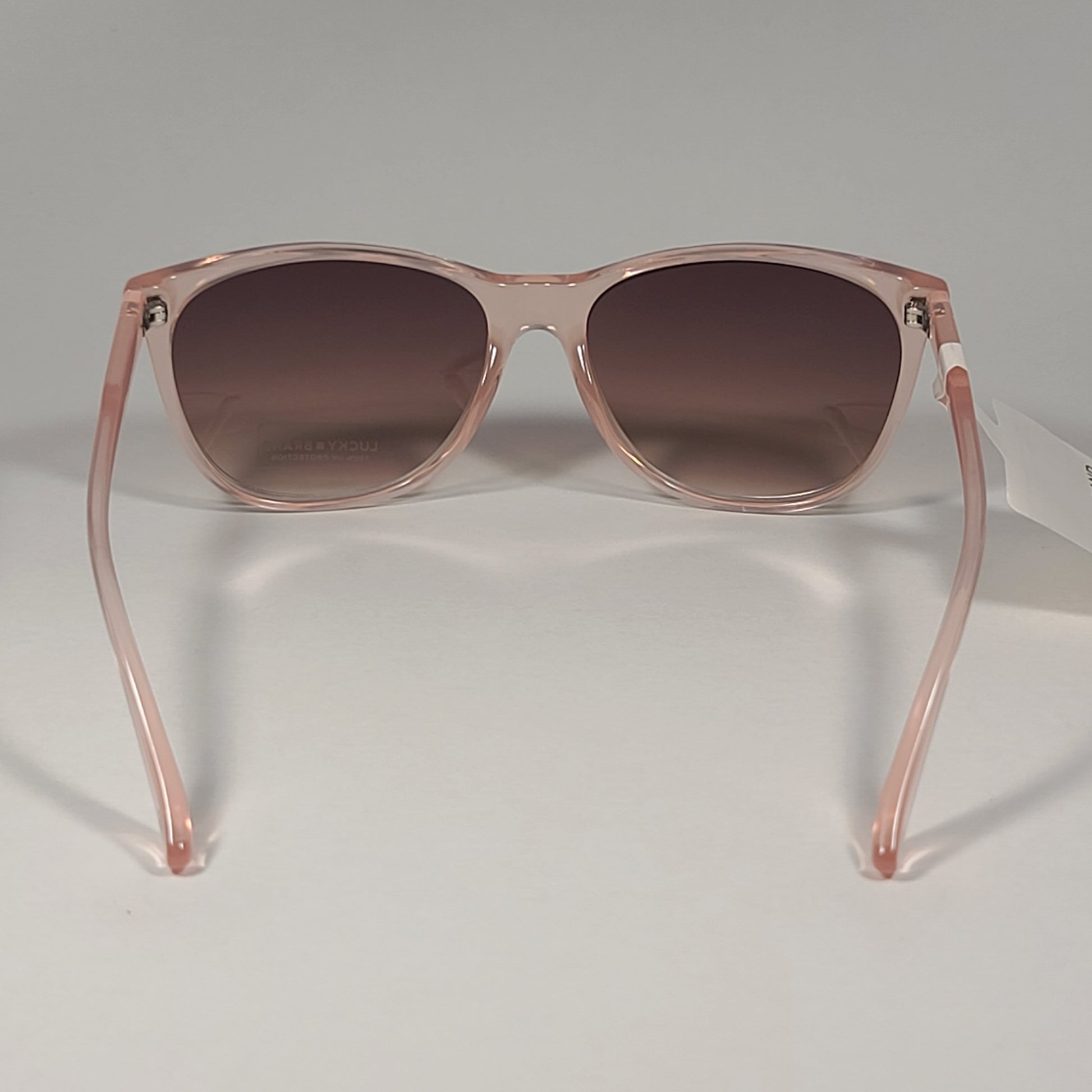 Lucky Brand Los Feliz Cat Eye Sunglasses Pink Crystal Frame Brown Gradient Lens - Sunglasses
