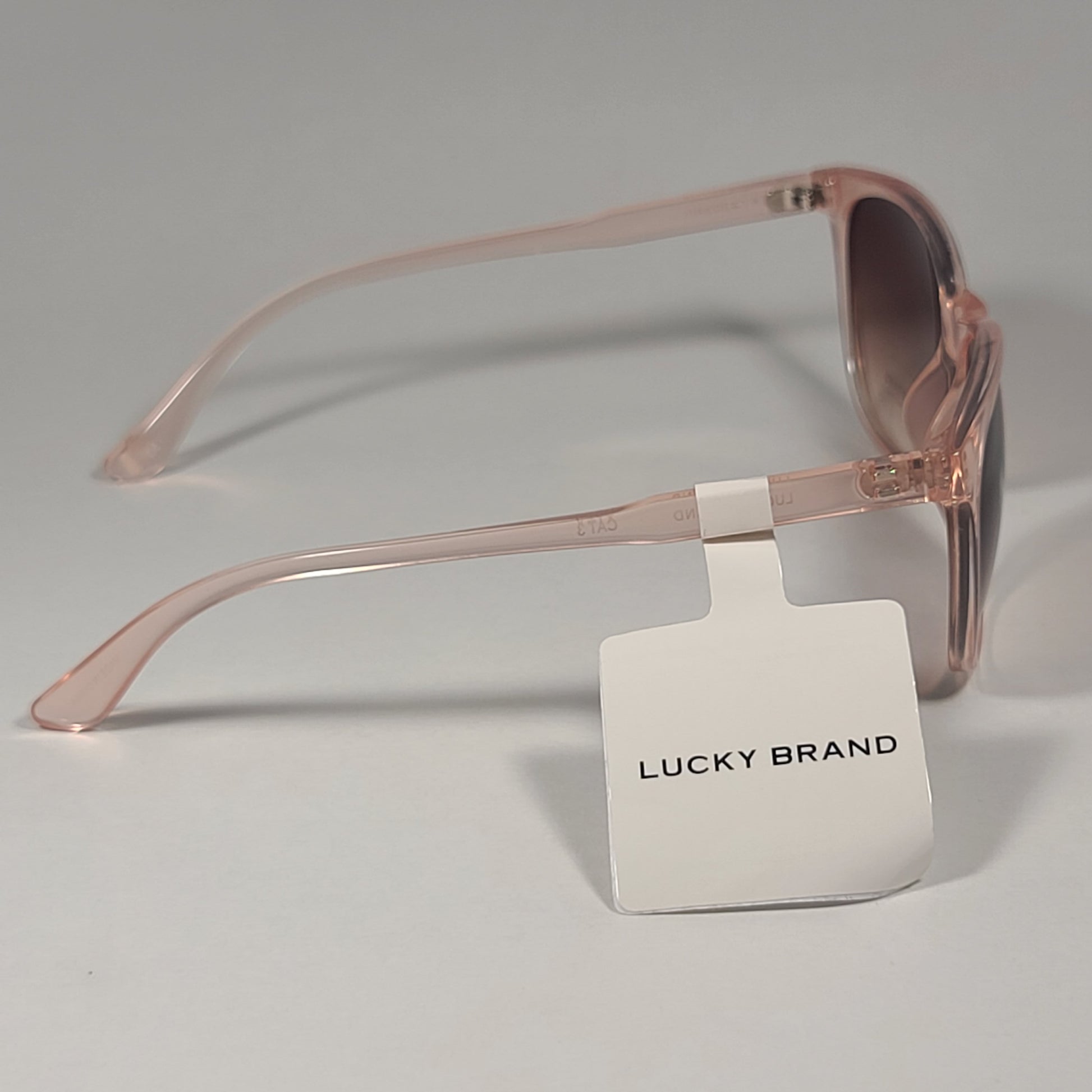 Lucky Brand Los Feliz Cat Eye Sunglasses Pink Crystal Frame Brown Gradient Lens - Sunglasses