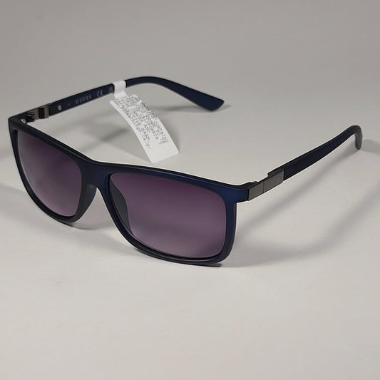 Guess Rectangular Sunglasses Dark Navy Blue Gunmetal Gray Gradient GF0191 91B - Sunglasses