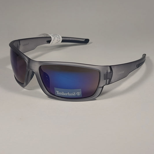 Timberland Wrap Sunglasses Matte Crystal Frame Blue Violet Mirror Lens TB7171 20X