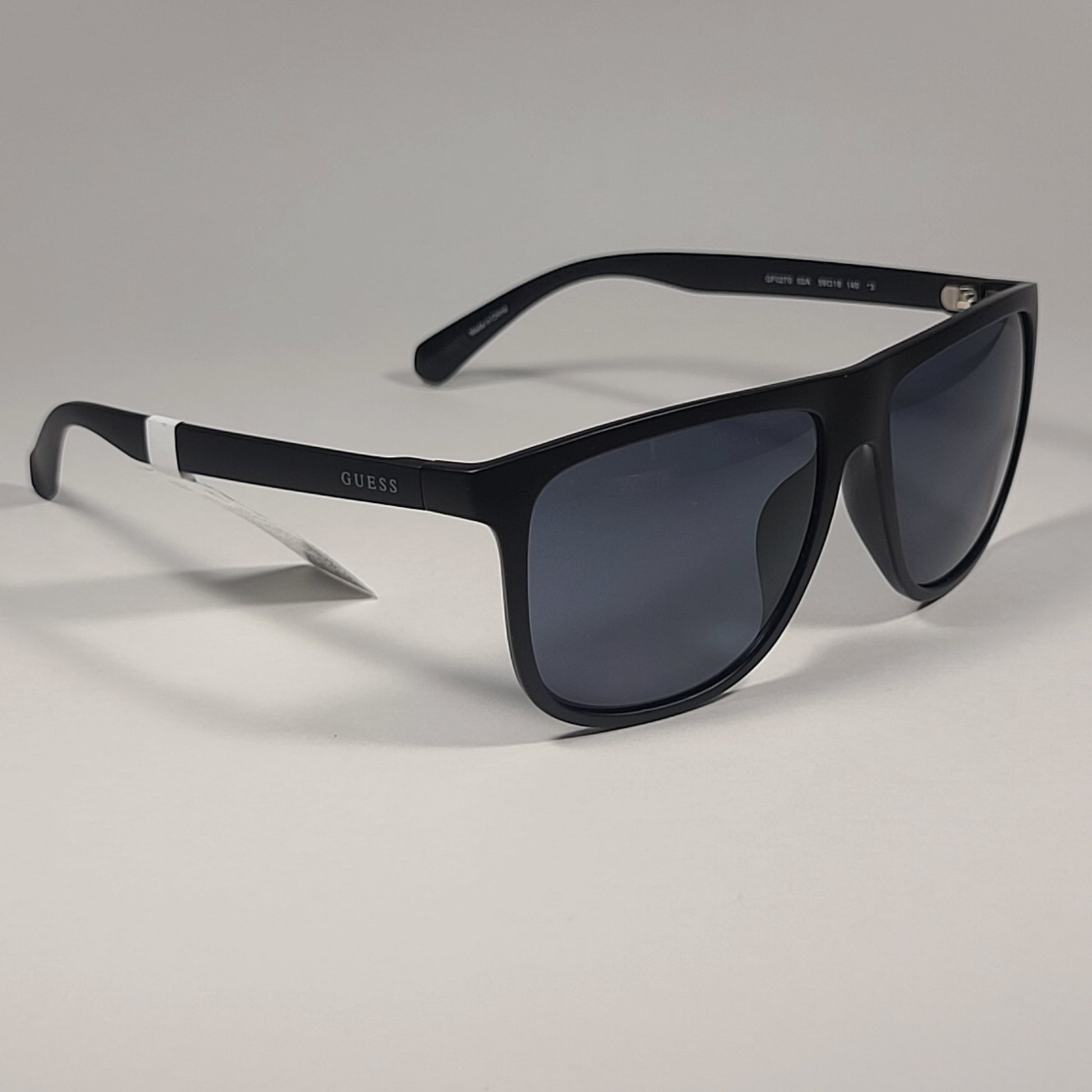 Guess Square Sunglasses Matte Black Frame Gray Tinted Lens GF0270 02A - Sunglasses