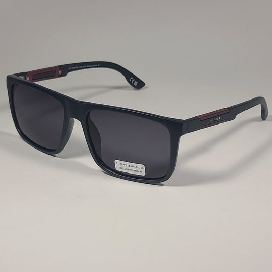 Tommy Hilfiger MP OM620 Rectangular Sunglasses Matte Black Burgundy Frame / Gray Lens - Sunglasses