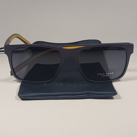 Cole Haan CH8023 414 Polarized Rectangle Sunglasses Matte Navy Yellow Gray Lens - Sunglasses
