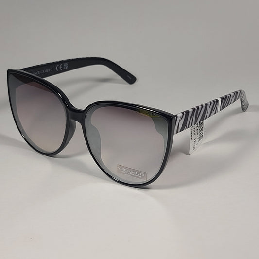 Vince Camuto VC939 OXAN Cat Eye Sunglasses Shiny Black Zebra Gray Flash Lens - Sunglasses