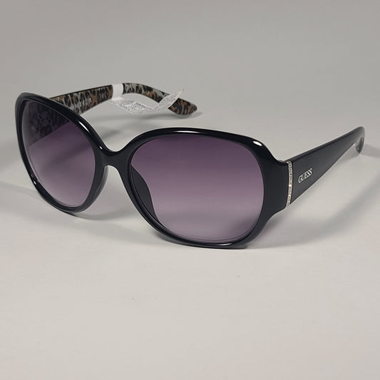 Guess Oval Sunglasses Black With Animal Frame Smoke Gradient Lens GF0284 01B - Sunglasses