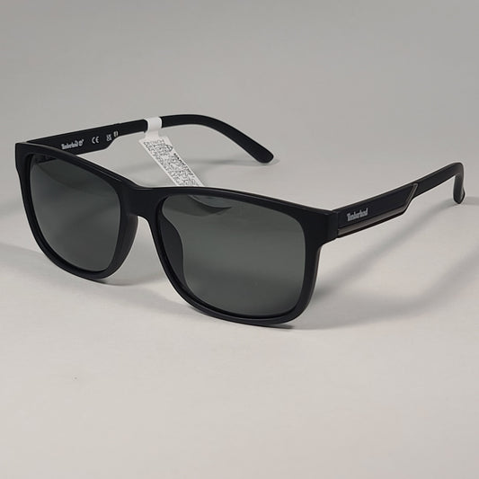 Timberland TB7254 05N Rectangle Sport Sunglasses Matte Black Frame Green Lens - Sunglasses