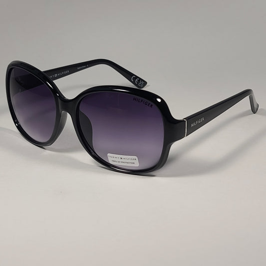 Tommy Hilfiger Willa WP OL577 Oversize Oval Sunglasses Shiny Black / Smoke Gradient - Sunglasses