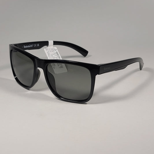 Timberland Men’s Square Sport TB7269 01N Sunglasses Shiny Black Green Lens - Sunglasses