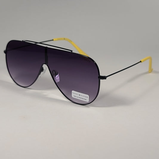 Tommy Hilfiger Abel MM OU605 Shield Sunglasses Black Yellow / Smoke Gradient - Sunglasses