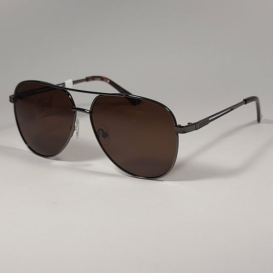 Guess GF0231 08E Aviator Pilot Sunglasses Brown Metal Frame And Brown Tinted Lens - Sunglasses