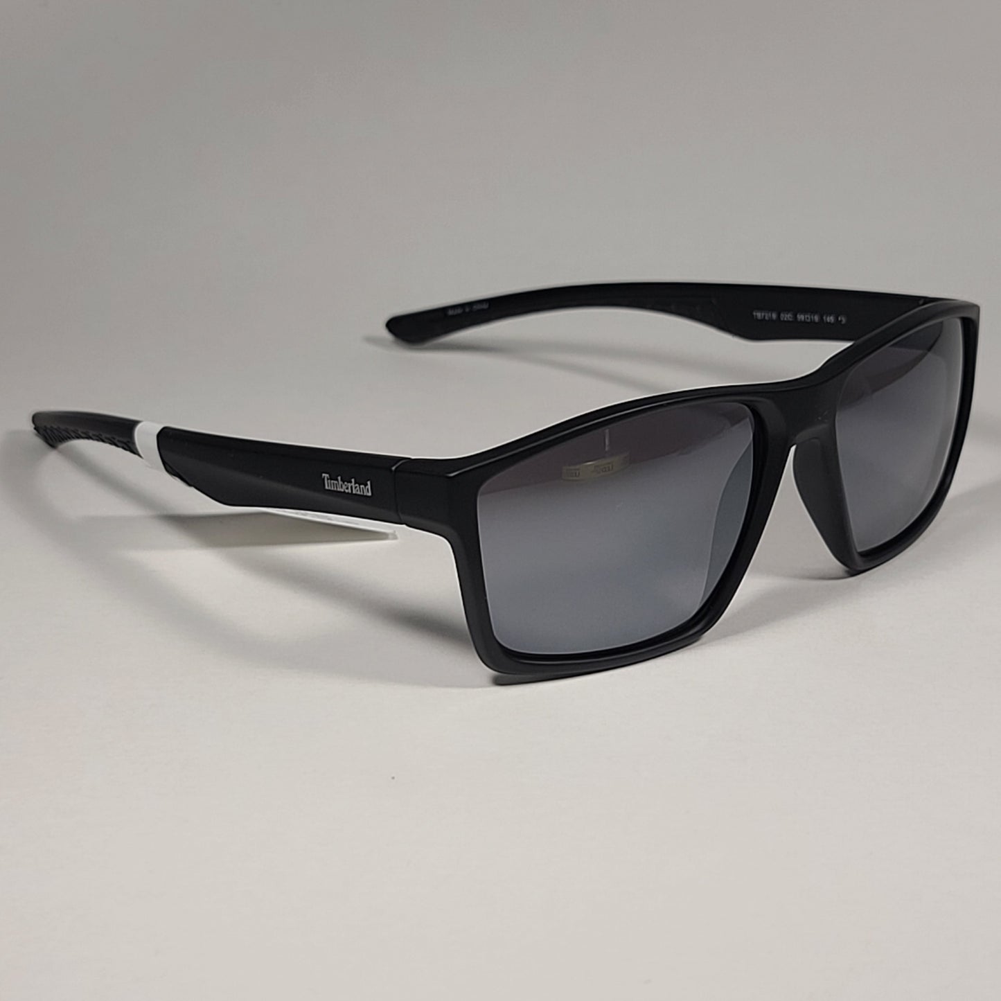 Timberland TB7218 02C Rectangular Sunglasses Matte Black Frame Gray Tinted Lens - Sunglasses