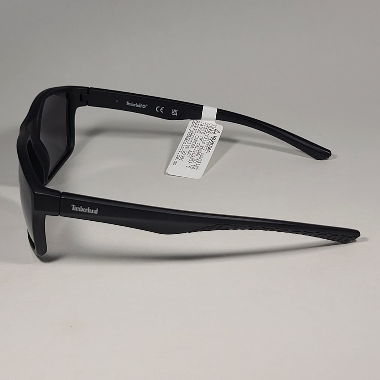 Timberland TB7218 02C Rectangular Sunglasses Matte Black Frame Gray Tinted Lens - Sunglasses