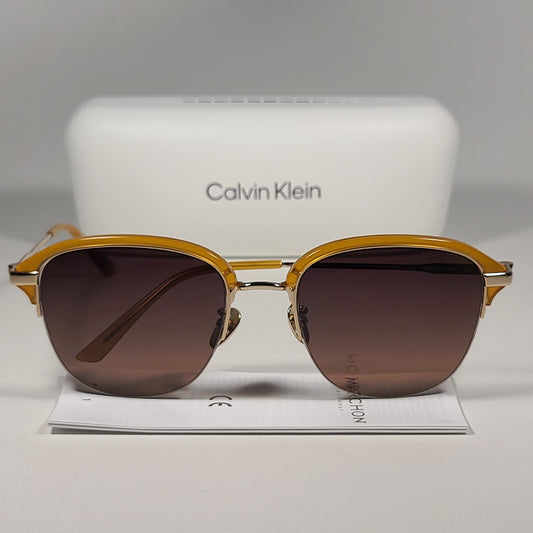 Calvin Klein Men’s CK18717SK 702 Platinum Label Sunglasses Milky Amber / Brown Lens - Sunglasses