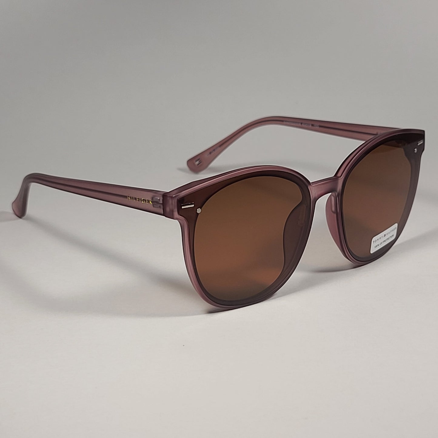 Tommy Hilfiger ’Ariana’ WP OL566 Round Cat Eye Sunglasses Pink Frame Brown Lens - Sunglasses