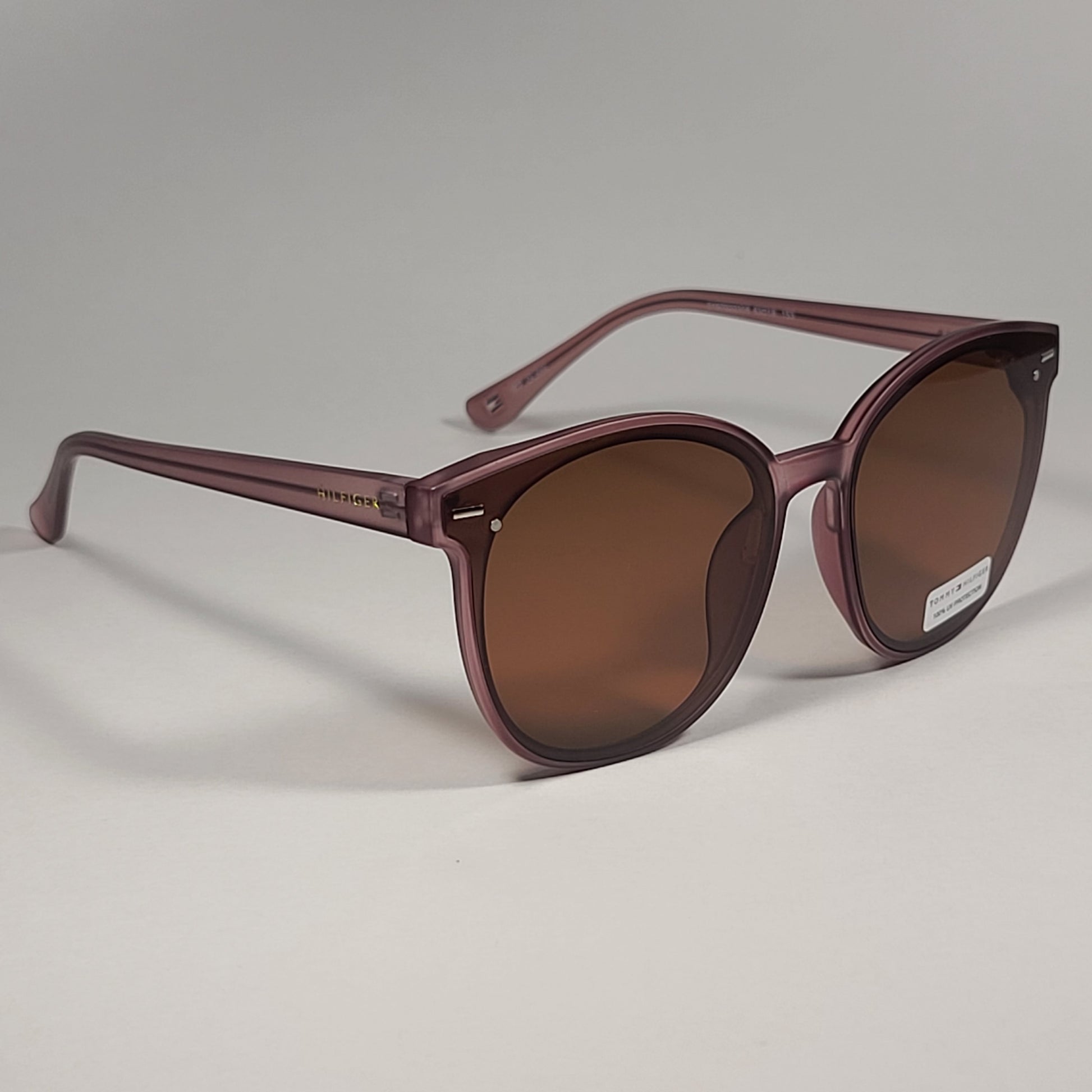 Tommy Hilfiger ’Ariana’ WP OL566 Round Cat Eye Sunglasses Pink Frame Brown Lens - Sunglasses
