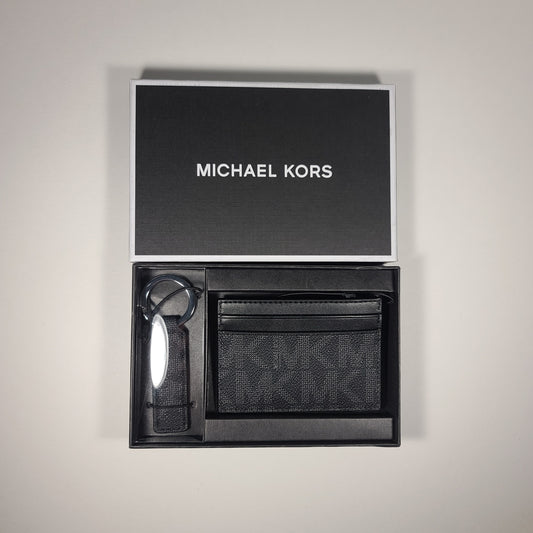 Michael Kors MK Logo Mens Credit Card Case Holder Wallet With Key Chain 86F2SGFD1B - Wallets