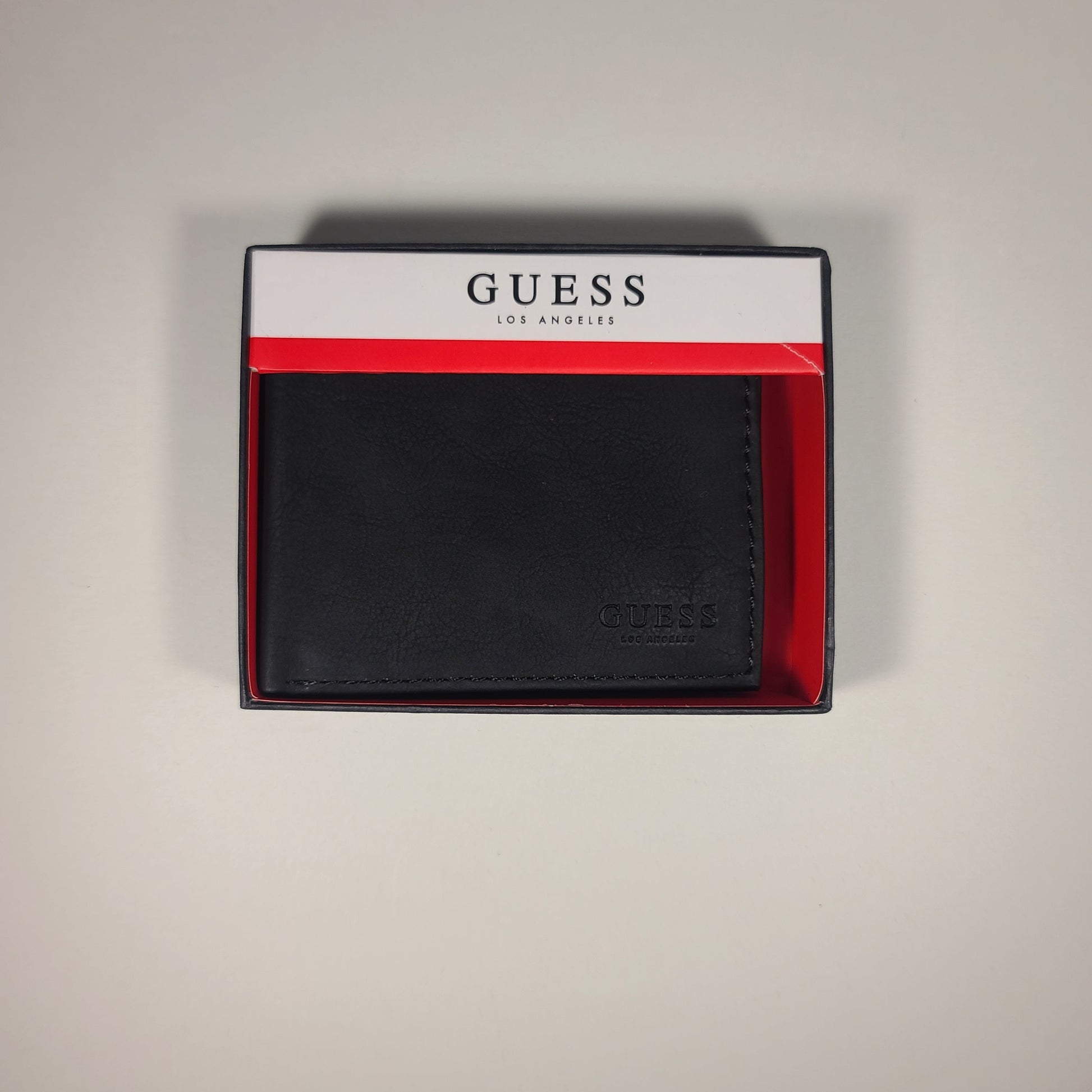 Guess Los Angeles Men’s Bifold Matte Black Leather Wallet Passcase 31GO130037 - Wallets