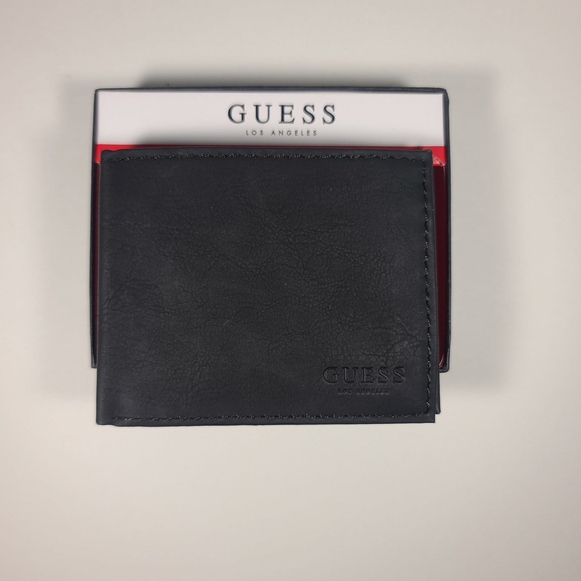 Guess Los Angeles Men’s Bifold Matte Black Leather Wallet Passcase 31GO130037 - Wallets