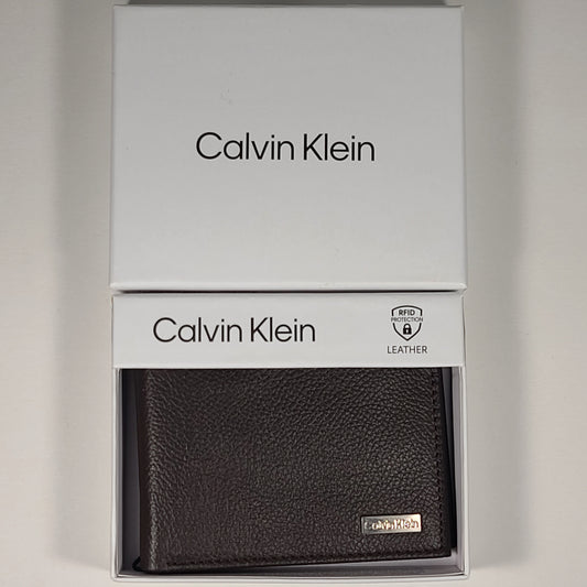 Calvin Klein Men’s Bifold Chocolate Brown Leather RFID Wallet Passcase 31KA130008 - Wallets