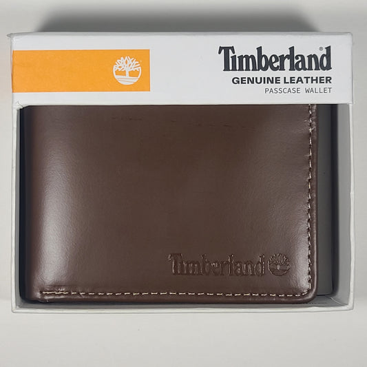 Timberland Men’s Bifold Light Brown Genuine Leather Passcase Wallet NP0695/21 - Wallets