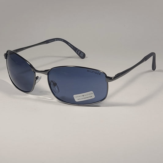 Tommy Hilfiger Men’s Gus MM OM596 Rectangle Sunglasses Gunmetal Blue Gray Lens - Sunglasses