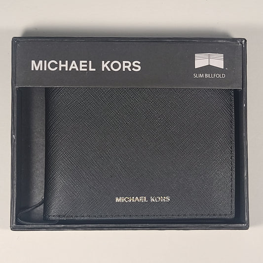 Michael Kors Men’s Bifold Black Canvas Slim Billfold Wallet 86F2SANF5V Andy - Wallets