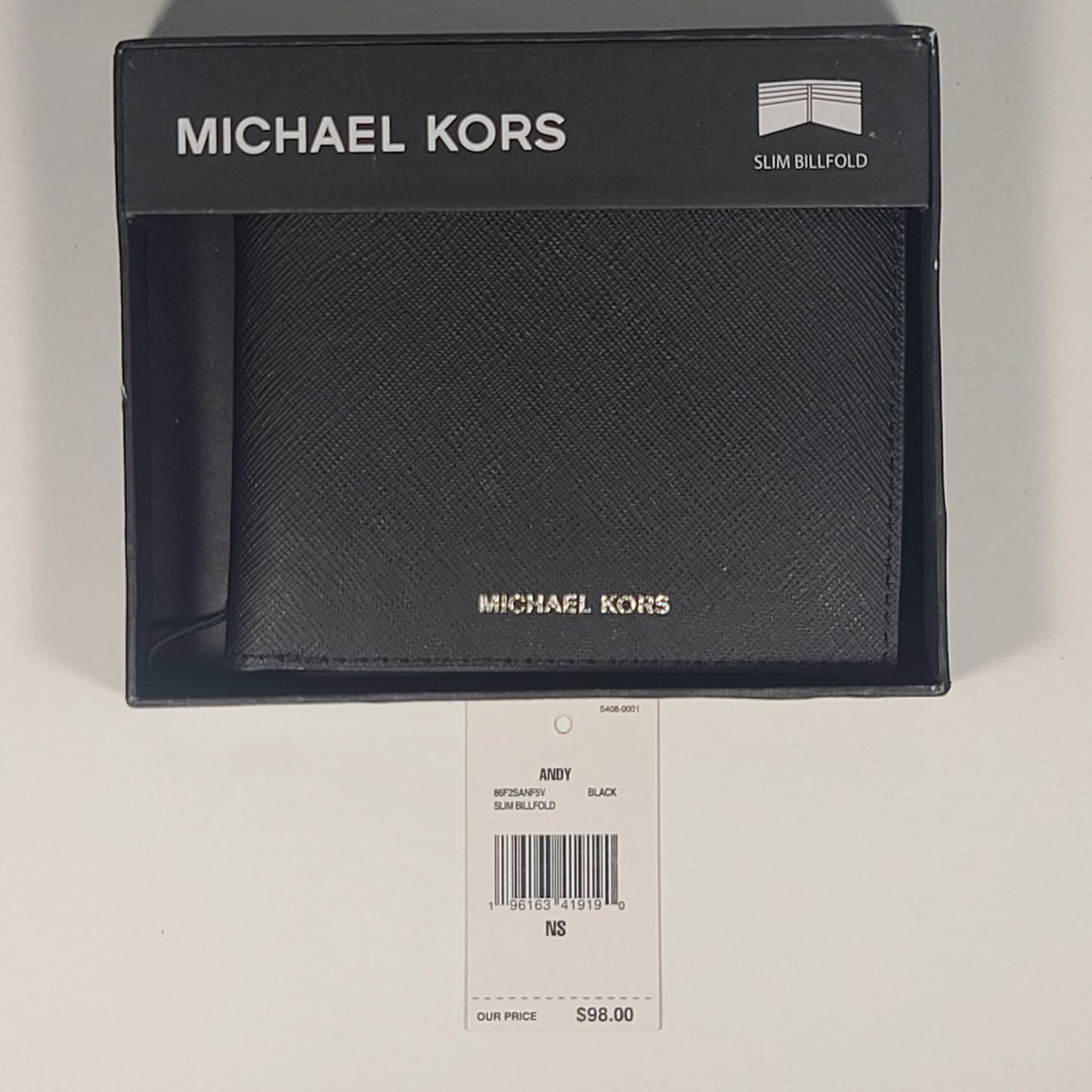 Michael Kors Men’s Bifold Black Canvas Slim Billfold Wallet 86F2SANF5V Andy - Wallets