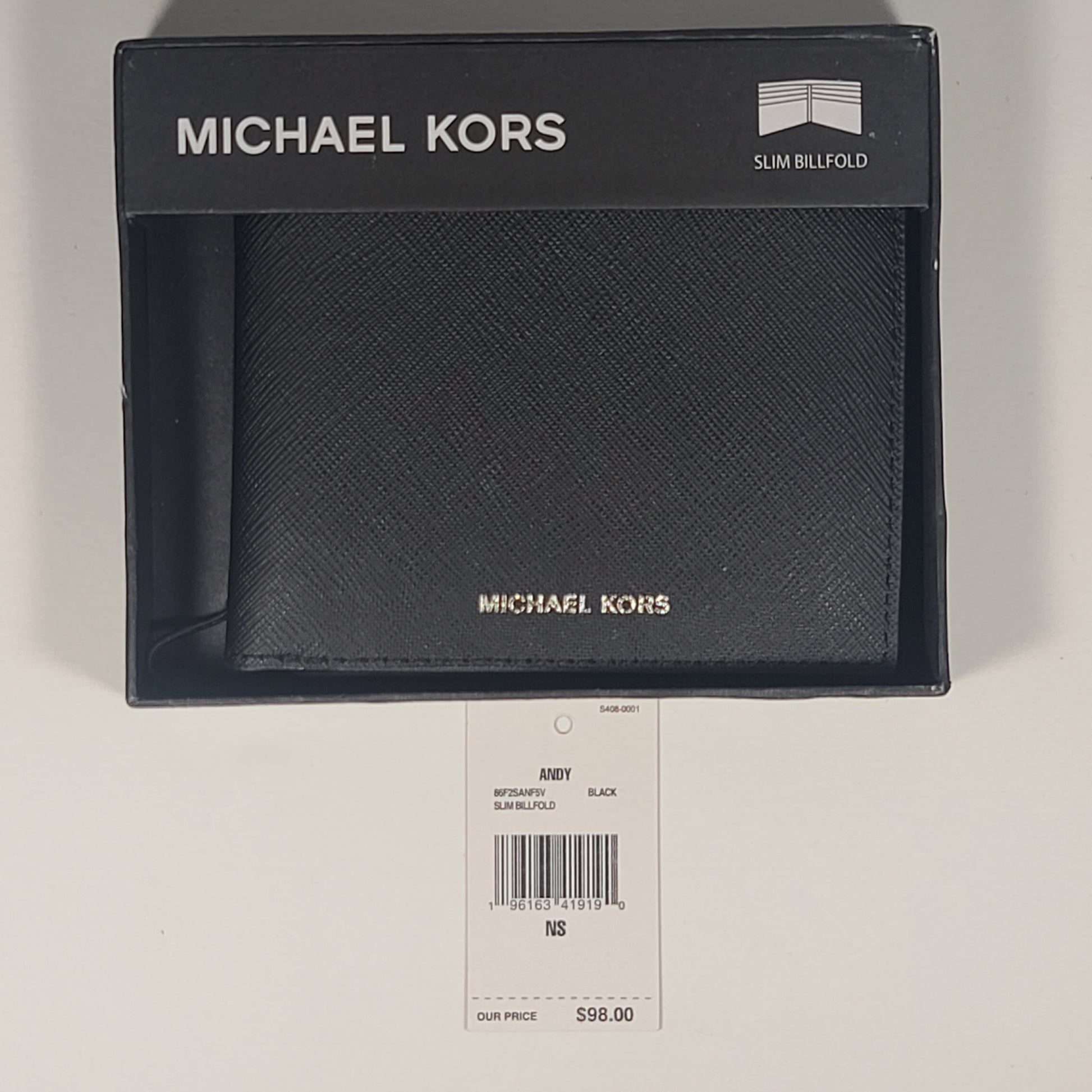 Michael Kors Men’s Bifold Black Canvas Slim Billfold Wallet 86F2SANF5V Andy - Wallets