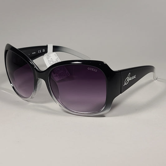 Guess GUF200 BLK-35A Oversized Butterfly Sunglasses Black Crystal Smoke Gradient - Sunglasses