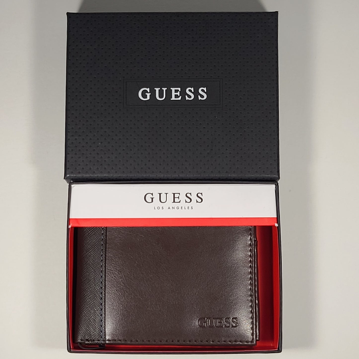 Guess Los Angeles Men’s Bifold Brown Leather & Canvas Wallet Passcase 31GO220089 - Wallets