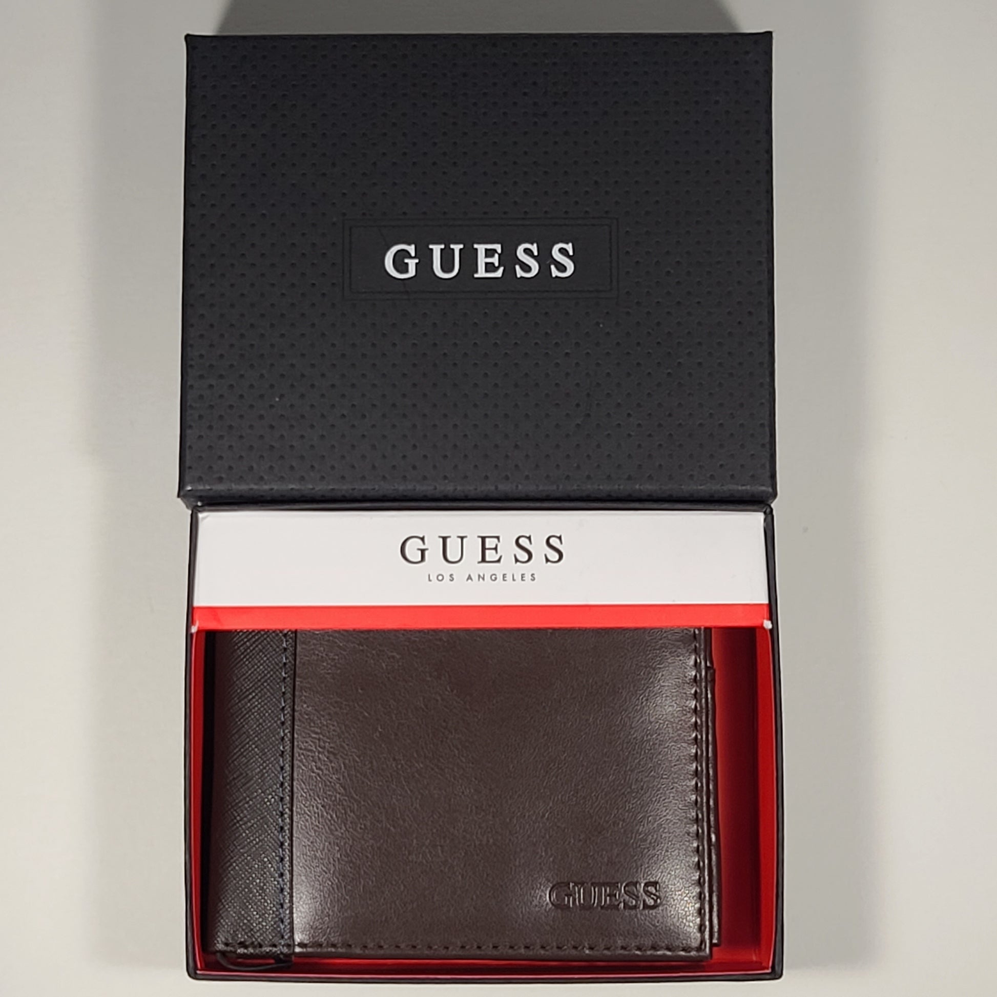 Guess Los Angeles Men’s Bifold Brown Leather & Canvas Wallet Passcase 31GO220089 - Wallets