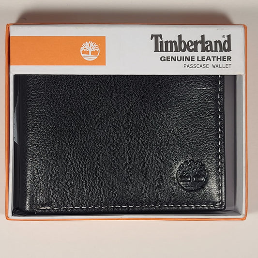 Timberland Men’s Bifold Black Blix Genuine Leather Passcase Wallet D10218/08 - Wallets