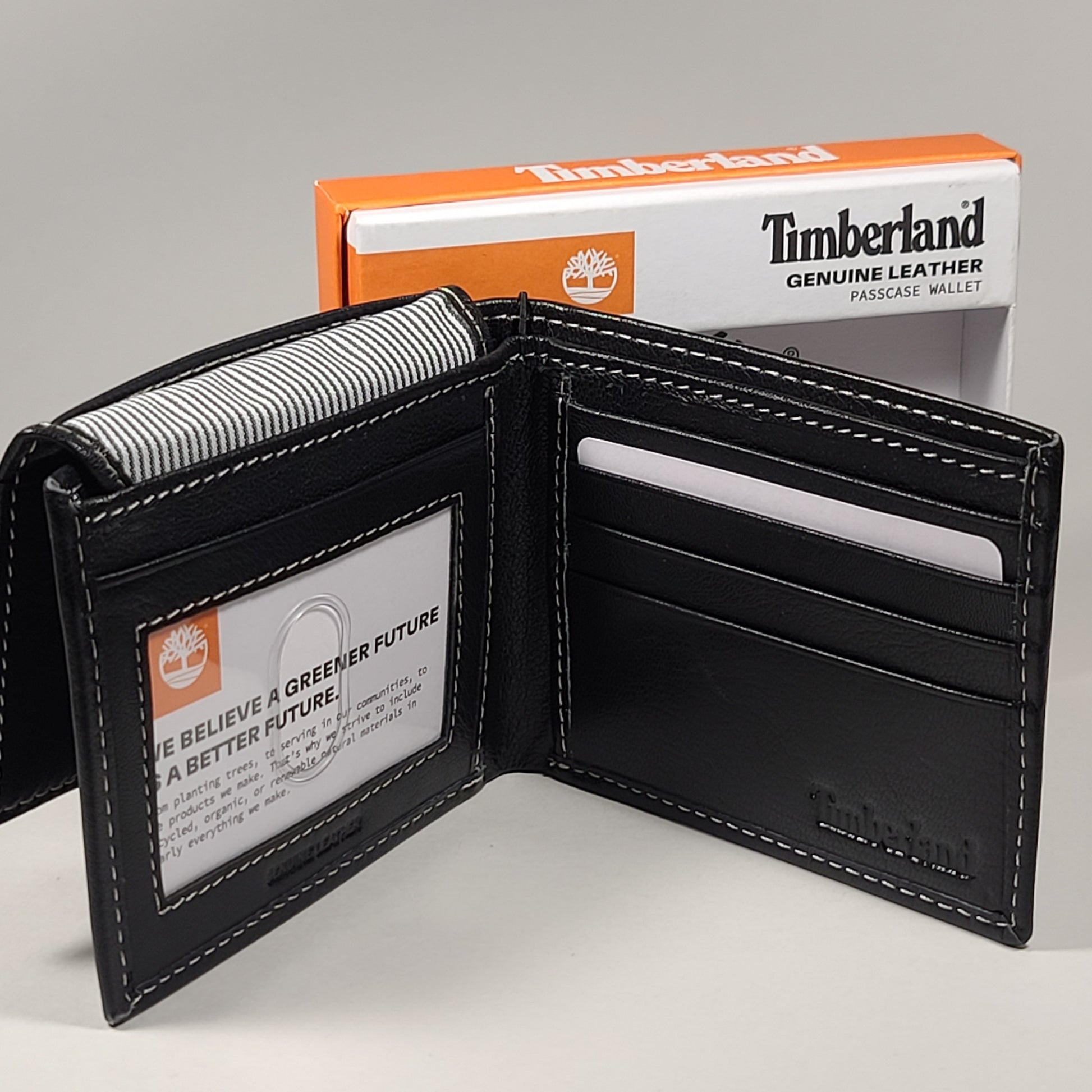 Timberland Men’s Bifold Black Blix Genuine Leather Passcase Wallet D10218/08 - Wallets