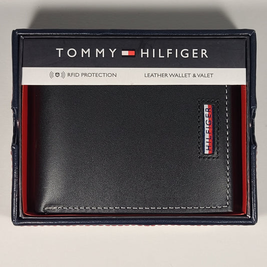 Tommy Hilfiger Men’s Bifold Black Leather RFID Wallet & Valet Passcase 31HP220032 - Wallets
