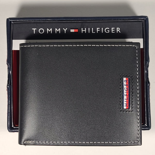 Tommy Hilfiger Men's Bifold Black Leather RFID Wallet & Valet Passcase